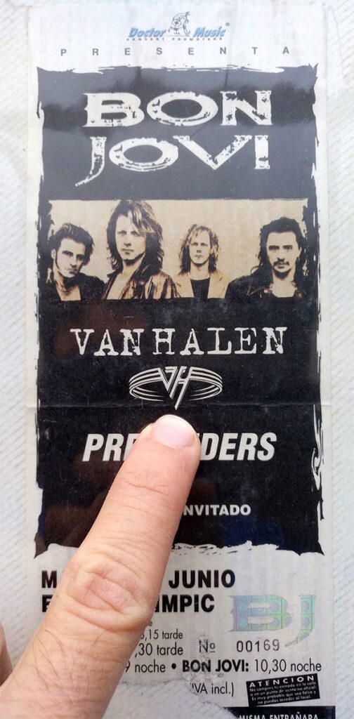 Bon Jovi Van Halen - Entrada del concierto de Barcelona en 1995