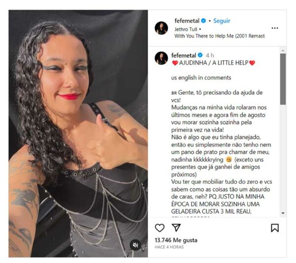 La petición de ayuda de Fernanda Lira en Instagram