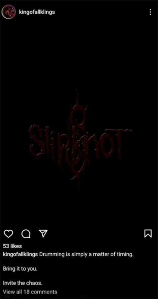 Captura de pantalla de Jeramie Kling con el logo de Slipknot