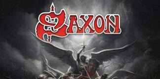 Detalle de la portada del álbum de Saxon Hell, Fire and Damnation