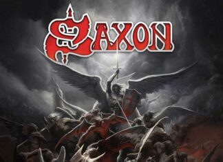 Detalle de la portada del álbum de Saxon Hell, Fire and Damnation