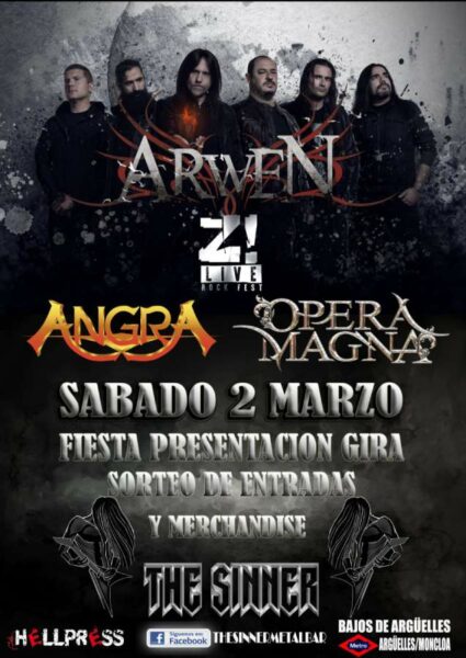 Fiesta de presentación de la gira de ANGRA, ARWEN y OPERA MAGNA en The Sinner