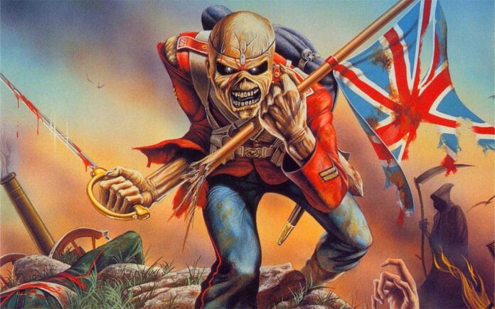 Detalle de la portada de The Trooper, single de Iron Maiden